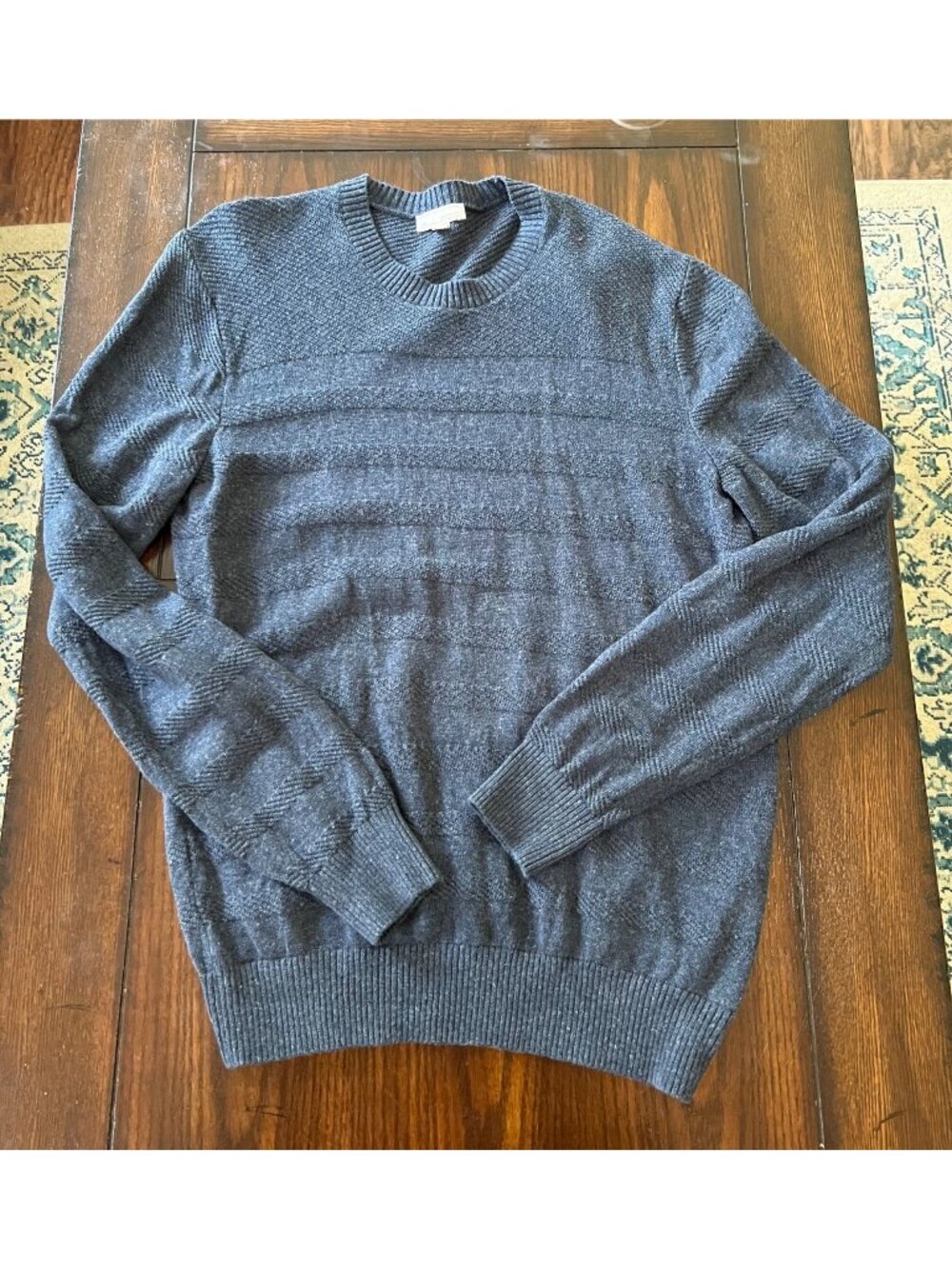 Gap Blue Crewneck Sweater Long Sleeve Linen Cotton  Blend Pullover Men's Medium